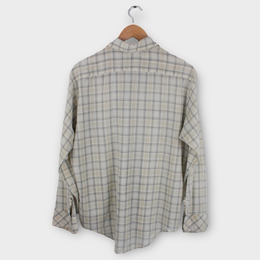 Vintage 70s Plaid Western Shirt USA Made Button Up Cowboy Mens L 16 16.5 - Picture 4 of 5